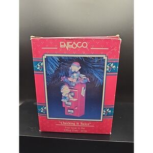 Vintage Enesco First‎ Issue Ornament Checking It Twice Office  Elves Series.